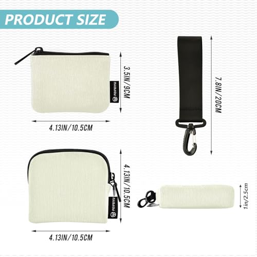 linqin Beige Neutral Plain Women's Change Wallet Card Cases Slim Detachable Wristlet Wallet Key Holder with Zipper Coin Pocket for Men Women 2 Pcs4