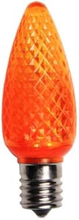 25 Pack C9 LED Replacement Christmas Light Bulbs Faceted LED Light Bulbs Commercial Grade E17 Intermediate Base Dimmable SMD LEDs UL Listed for Indoor and Outdoor Use (Orange)