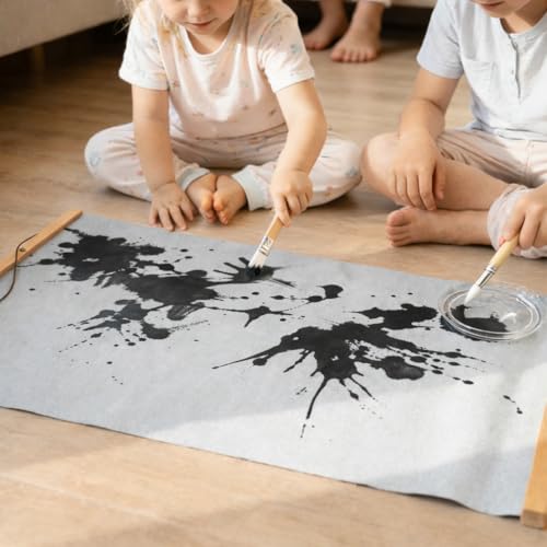 2 Pieces Kids Magic Water Drawing Poster Reusable Mess-Free Water Doodle Mat with Teak Wood Frame Large Water Painting Cloths Included Educational Art Toy Gift for Toddlers Boys & Girls