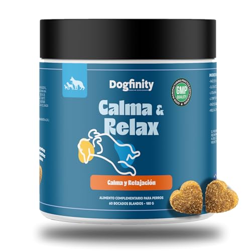 Dogfinity Calma y Relax Suplemento para Perros | Ashwagandha, Melisa y Valeriana | Reducción de Ansiedad y Estrés | 60 Bocados Blandos | 180g | 60 Días
