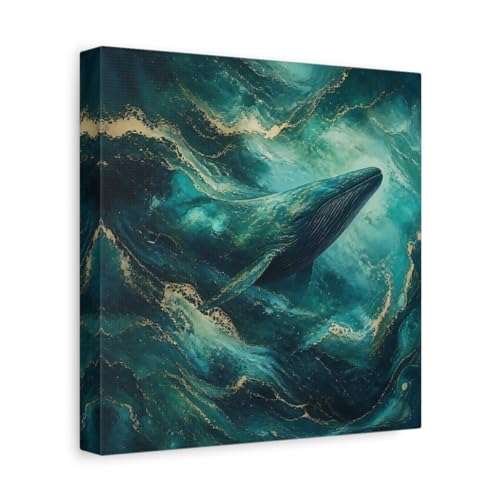Impression sur toile baleine dorée et bleue pour une ambiance zen