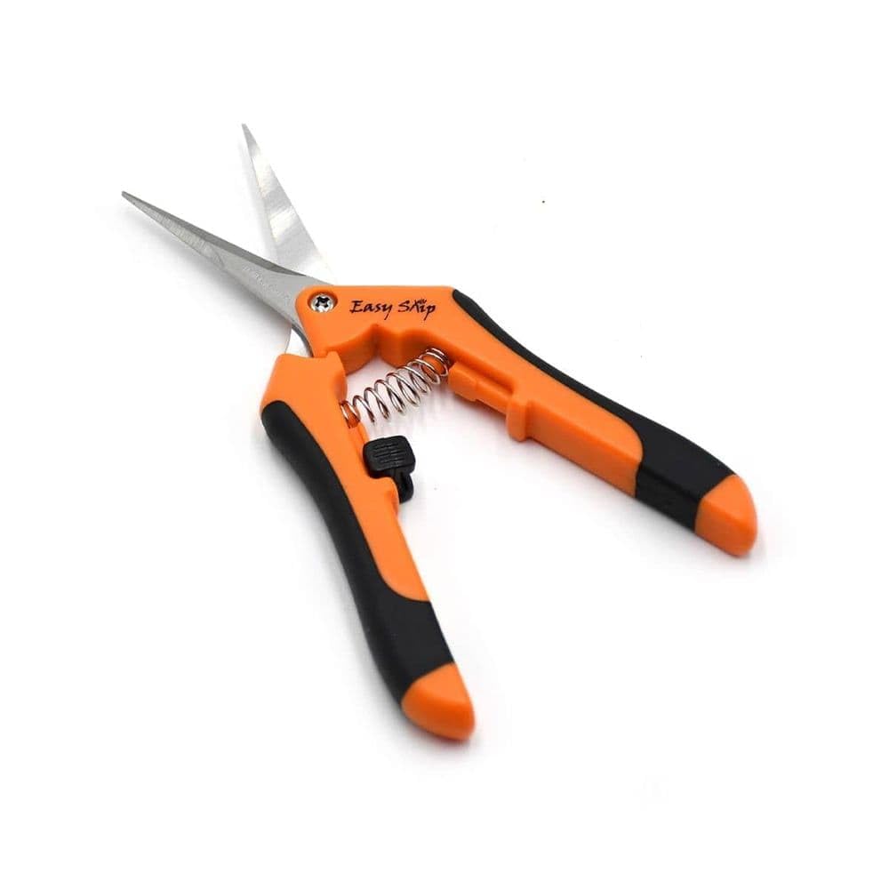 Glendawn Orange Easy Snip Trimming Scissors Curved Blade – Precision Plant Pruners, Razor Sharp Stainless Steel Blades, Spring Loaded Garden Snips For Indoor Plants, Hydroponics, Bonsai & Herb Trimming