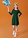 Haloumoning Girls Long Sleeve T-Shirt Dresses Kids Fall A-Line Twirly Skater Dresses 5-14 Years Dark Green