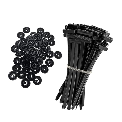 50 Pièces Attaches-câbles Universelles en Nylon, Serre Cable, Robustes, Autobloquantes, Résistantes aux UV, pour Réparation Automobile, Fixation Rapide et Trou