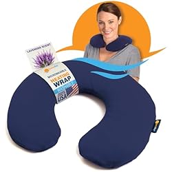 SunnyBay Microwave Heating Pad, Microwavable Heated Neck Pillow for Moist Hot Therapy, Aromatherapy Heated Neck and Shoulder Wrap with Flaxseed and Lavender Filling, 2.5 lbs, Navy Blue