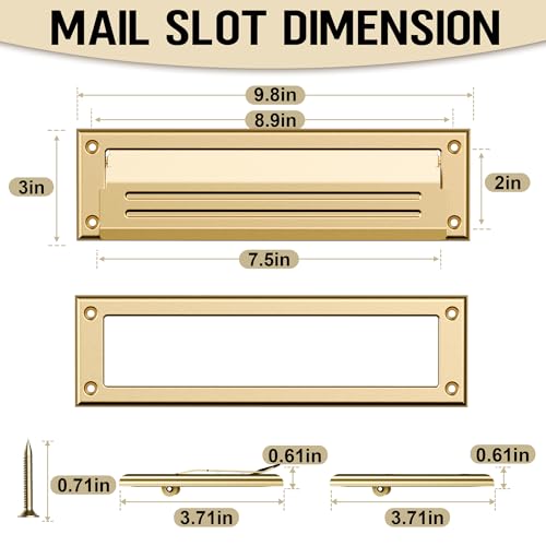 Profasion 10 inch Mail Slot for Front Door, Stainless Steel Mail Slot Cover, Easy to Install, 1 Pack, 10