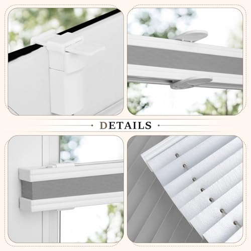 Plissee ohne Bohren Verdunkelung Klemmfix Hellgrau 75x110cm Thermo Plissees 100% Verdunklung Rollos für Fenster & Tür Verdunklungsplissee… – Ansicht 4