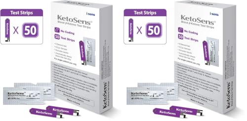 Image of KetoSens Blood Ketone Test Strips, 50 Test Strips per Box, Compatible with KetoSens Family Meters, Pack of 2 (100 Total Test Strips)