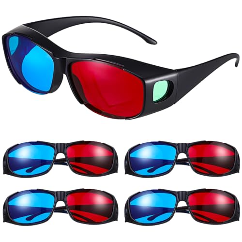 Vaguelly Gafas 3D Rojo Y Azul para Cine Y Proyector Plástico Ligero Y Cómodo Diseño Versátil para Películas Y Juegos En Casa