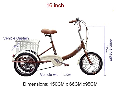 ZJZ Volwassen driewielers 20 inch 3-wielige fiets met winkelmandje Trike fiets voor winkelen picknick buitensporten… - Afbeelding 8