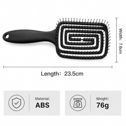 Image of Detangling Hair Brush for Women & Men- Anti Hair Fall Comb for Curly, Wavy & Straight Hair | Hair Straightening Brush, Wet & Dry Styling Brush | Scalp Massager, Frizz Control & Tangle (Black)