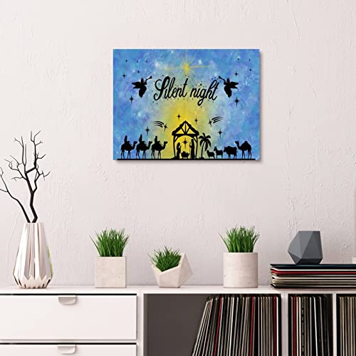 Arte de pared navideño de noche silenciosa con marco moderno 12x16 3