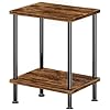 Simple Trending Side Table, Small End Table Living Room, Nightstand with 2 Tier Storage Shelves, Rustic Brown