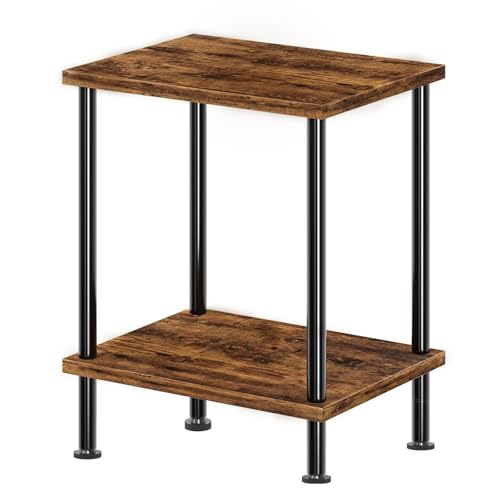 With 2 Tier Storage Shelves, Rustic Brown