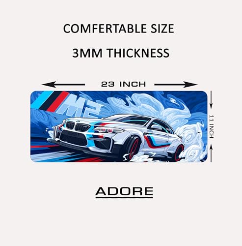 Image of Sports Car Mouse Pad, Large Extended Desk Mouse Pad, Non-Slip Spill-Resistant Mousepad with Special-Textured Surface,Gamer /Office /Home 585mm x 280mm (11 x 23 INCH) (Blue Sports Car MPB 03)