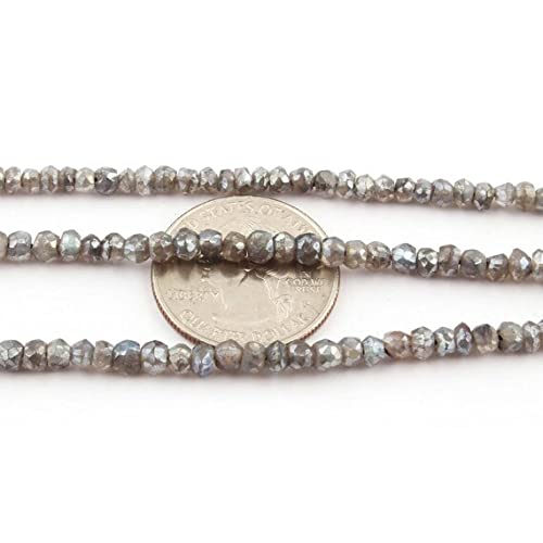 Labradorite silver coated 3.5-4mm faceted center drill rondelles beads