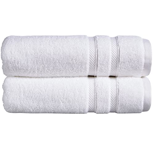Christy Chroma Bath Sheets | Set of 2 | Highly Absorbent Heavyweight 675GSM | Bold and Bright | Soft Velvety Smooth Bathroom Shower Towels | 100% Cotton | Sustainably Made | White