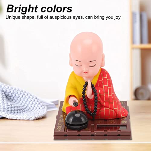 Image of AUGEN Small Buddhist Monk Decoration for Home Car Dashboard Solar Ornaments, Automatic Nodding Lucky Light Energy Sensing EcoFriendly Solar Buddhist Monk Statue (Pack of 1)(D, Red)