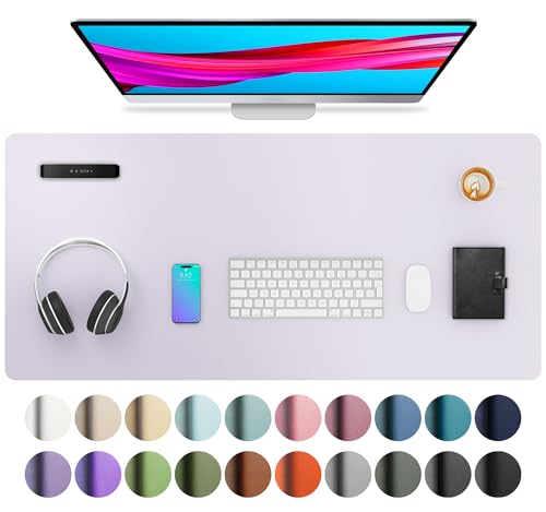 Aothia Large PU Leather Desk Pad Protector â€“ Non-Slip Mouse Pad & Writing Mat for Office/Home, Waterproof, Easy to Clean (36" x 17", Soft Lavender)