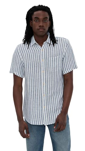 Faherty Men's Palma Basketweave Linen Short Sleeve Shirt