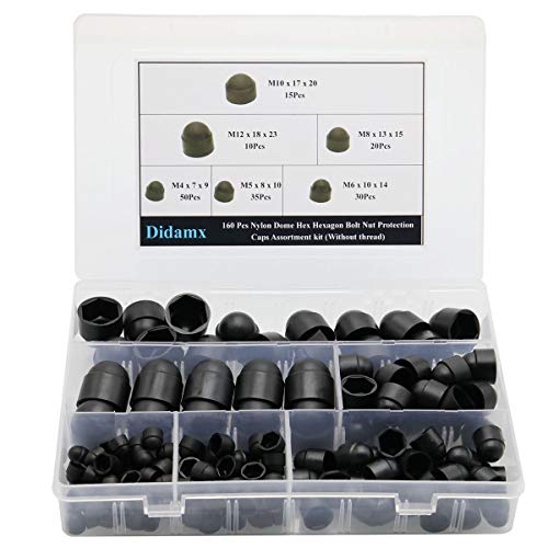 Didamx 160 Pcs Nylon Dome Hex Hexagon Bolt Nut Protection Caps Cover Hexagon Screws Waterproof Cover
