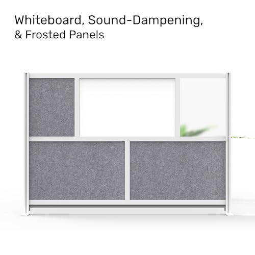 Image of Workflow Modular Wall | Room Divider with Whiteboard, Sound Dampening, & Frosted Acrylic Panels | Expandable Office Partition for Privacy & Stability (70 inch x 48 inch)
