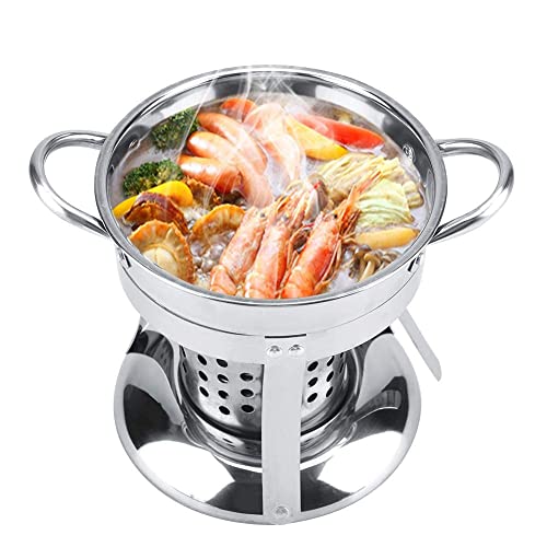 Shabu Hot Pot Set, Stainless Steel Hotpot Pot Cooker Mini Alcohol Hot Pot Utensils for Enjoy Your Own Chinese Hot Pot at Home