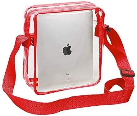 Clear Crossbody Messenger Shoulder Bag with Zipper Closure Adjustable Strap Stadium Approved Clear Bags For Women and Men