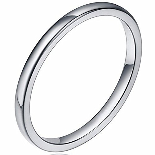 Jude Jewelers 2MM Tungsten Carbide Stackable Ring Plain Wedding Band (Silver, 11.5)