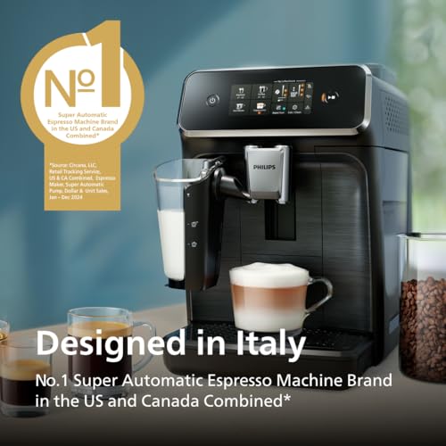 Image of PHILIPS 2300 Series Fully Automatic Espresso Machine: 4 Drinks, Modern Color Touchscreen, LatteGo Milk System, SilentBrew, 100% Ceramic Mill, Matte Black (EP2330 /10)