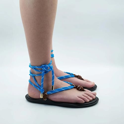 Image of ZJGZF Rope Flip Flop Sandals for Women Thong Sandals Adjustable T Straps Comfortable Soft Flat Sandals