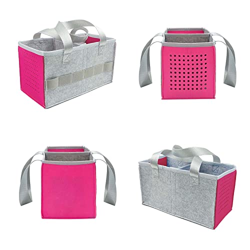 REEKNOKOL Tragetasche für Toniebox-Starterset und Zubehör, Filz-Organizer-Tasche für Tonies-Figur und Toniebox, Reise-Tonies-Tragetasche mit Griff für Toniebox & Zubehör (Rosa)