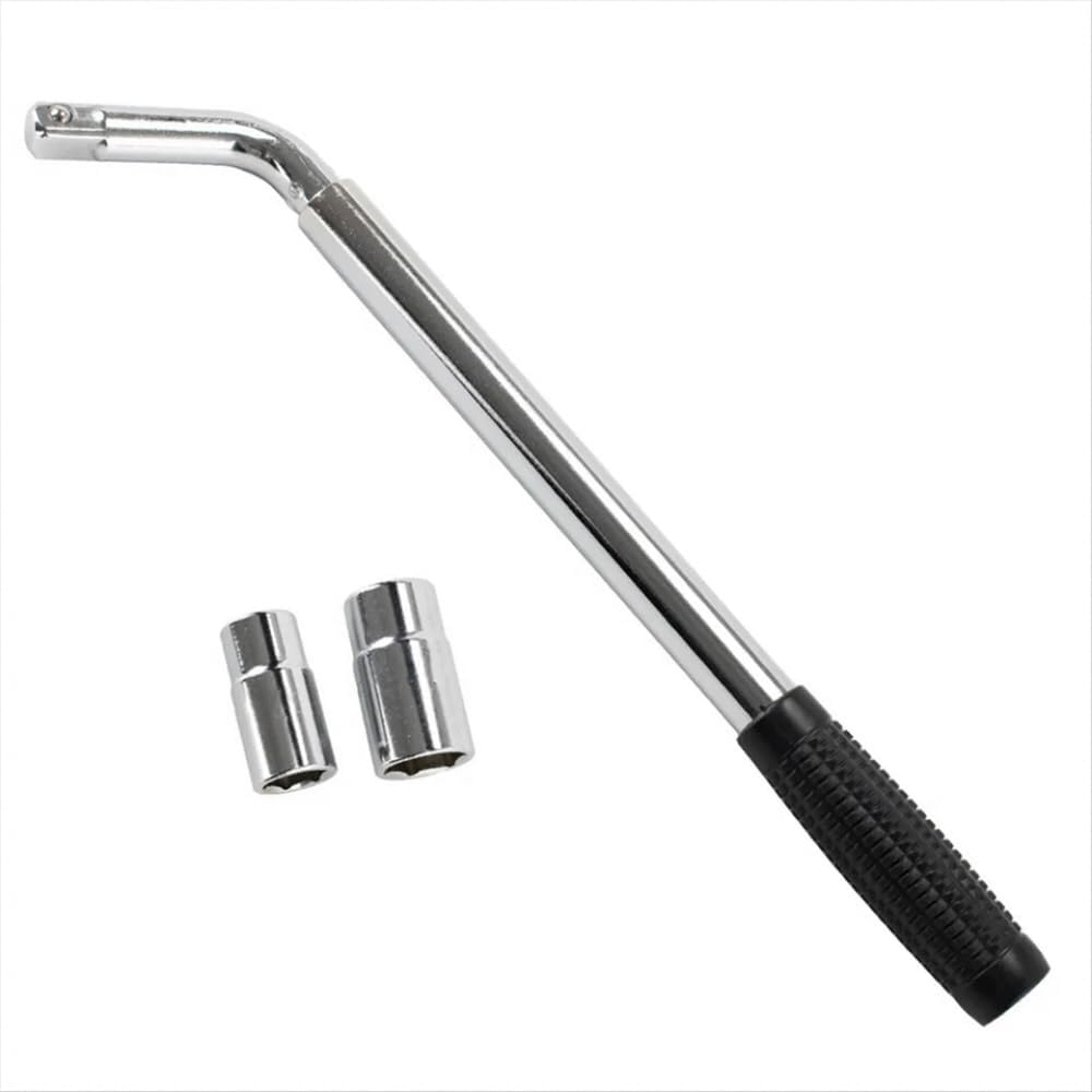 A48M Professional 380 to 500 Mm Extendable Lug Wheel Brace Wrench Telescopic Auto Socket Tire Nut Compatible with 17 19 21 23 Mm L-Shaped Tire Tools
