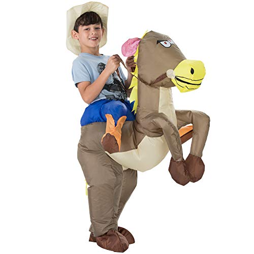 TOLOCO Inflatable Costume Kids, Cowboy Costume, Inflatable Horse Costume for Boy, Kid Blow up Costume Halloween