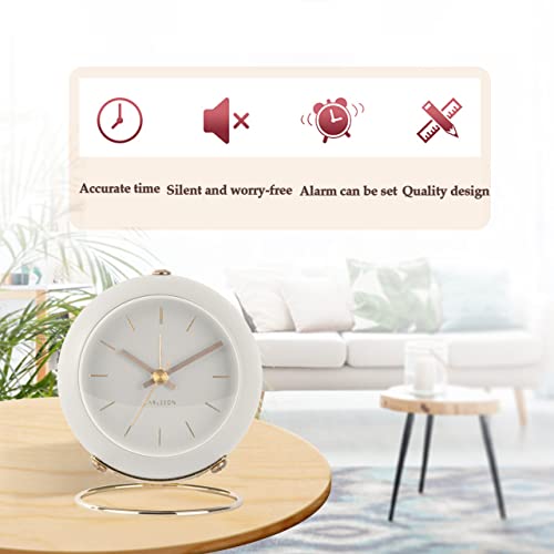 Modern Small Table Clocks, Justup Metal Silent Non-Ticking Nordic Simple Style Roman Digital Desk Clock, Battery Operated Alarm Clock With Hd Glass For Bedroom Living Room Kitchen Indoor Décor (White) #TOP4