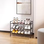Seville Classics Sturdy Freestanding Storage Shelf for Bedroom, Closet, Entryway, Dorm Room Organizer Stackable Durable Metal Shoe Rack Espresso Slat, 3-Tier (NEW MODEL) - Image 4