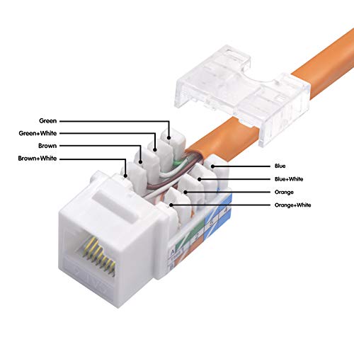 Leenue 15-Pack CAT6 Keystone Jacks 90-Degree, Punch Down Keystone Jack Adapter,RJ45 Keystone Insert Module Connector for Wall Plate/Patch Panel, White - Thumbnail 5