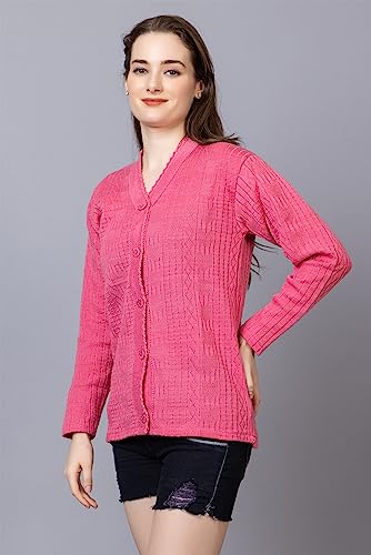 Image of Wear lusso Women Sweater for Winter Woolen Acrylic Full Sleeves V Neck Stylish Design Cardigan Girls /Ladies