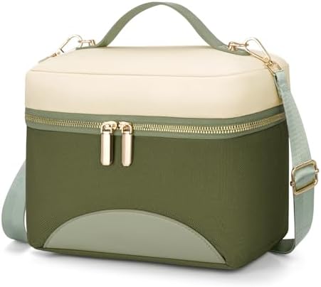 WOOMADA Insulated Lunch Bag For Women - Leakproof Adult Lunch Box With Adjustable Strap, Ideal For Office, Picnic, Hiking, Beach - Stylish Cooler Tote Bag