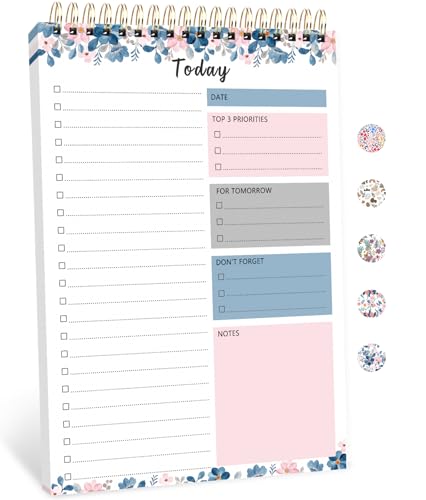 ToDoリストメモ帳 - 作業用ToDoリストノート 52枚 日付なし デイリープランナー 生産性向上と目標達成に最適 - ブルーペタル