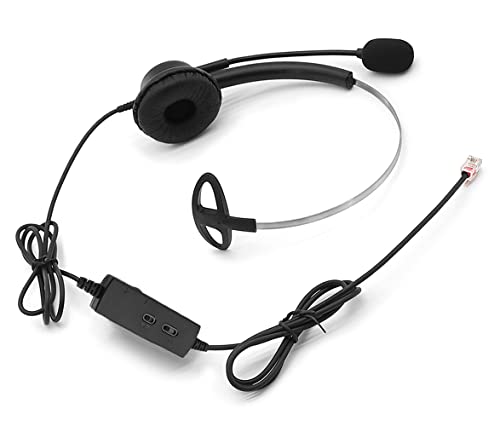 SUNDELY IP Office Phone Headset Earpiece RJ9 for Alcatel Avaya BT Converse Paragon Cisco Grandstream Mitel NEC Panasonic Polycom Snom Yealink Volume Control Adjustable Mic Monaural Noise Cancelling