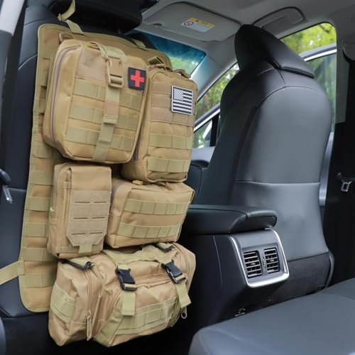 Sonhomay Organizer tattico per sedile posteriore, borsa portaoggetti tattica con pannello Molle per veicoli con 5 tasche staccabili, organizer per pannelli tattici per veicoli adatti a tutti i veicoli