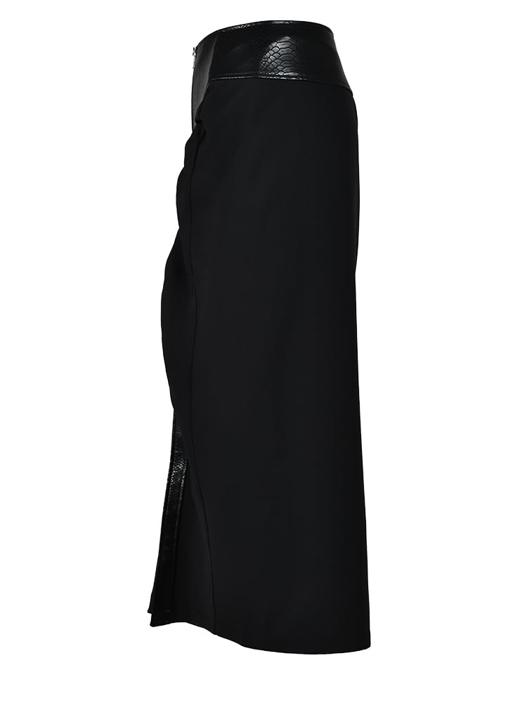 Falda Cuero Mujer Falda de Medio Cuerpo Plisada Irregular Cuero PU Negro Cintura Alta for Mujer Moda Primavera otoño