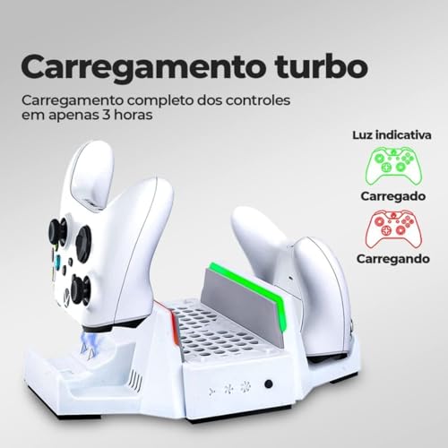 Base Cooler para Xbox Series S com Iluminação RGB, Refrigeração Eficiente, Carregamento Duplo e Bate