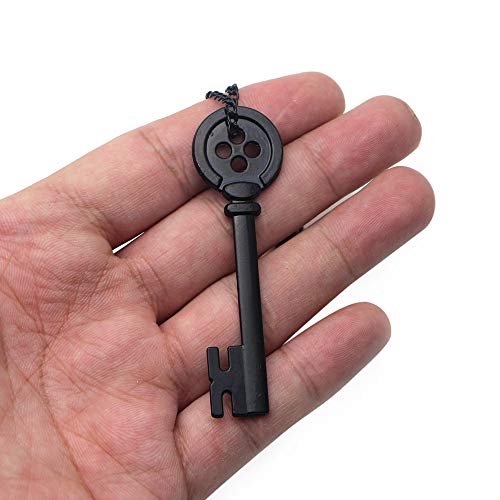 Coraline Button Key Pendant Chain Necklace - Black (0.45 oz)3