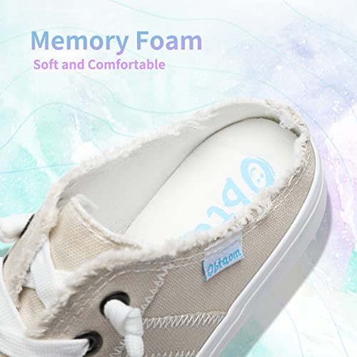 Image of Obtaom Women Canvas Mules Memory Foam Clipper Fashion Sneakers Comfortable Slip-On Mule Backless Holiday Shoes