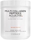 Codeage Multi Collagen Peptides Powder + Allulose - 5 Types - Grass-Fed Collagen - Rare Sugar Allulose Supplement - 0 Calorie Sweetener & 0 Carbs - 18 Amino Acids - Unflavored - Non-GMO - 30 Servings