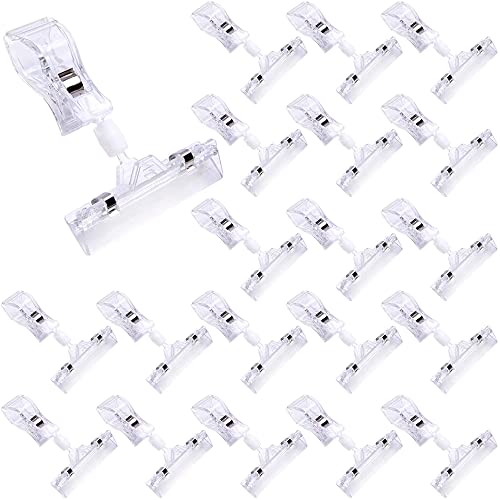 Nisorpa 40 PCS Plastic Merchandise Schild, Rotatable Display Clip Holder, POP Clip Display for Price Retailer Basket Card Merchandise Schild (clear) Cover