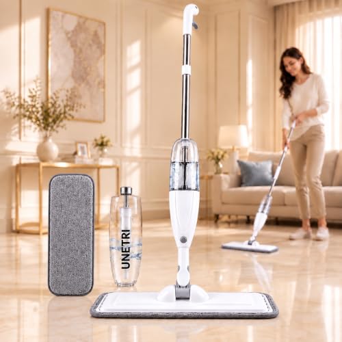 Image of Spray Mop for Floor Cleaning with 360 Degree Rotating Head, 1 Washable Microfiber Pad & Refillable Bottle | Wet & Dry Mop for Home, Kitchen, Wooden & Marble Floors (White)