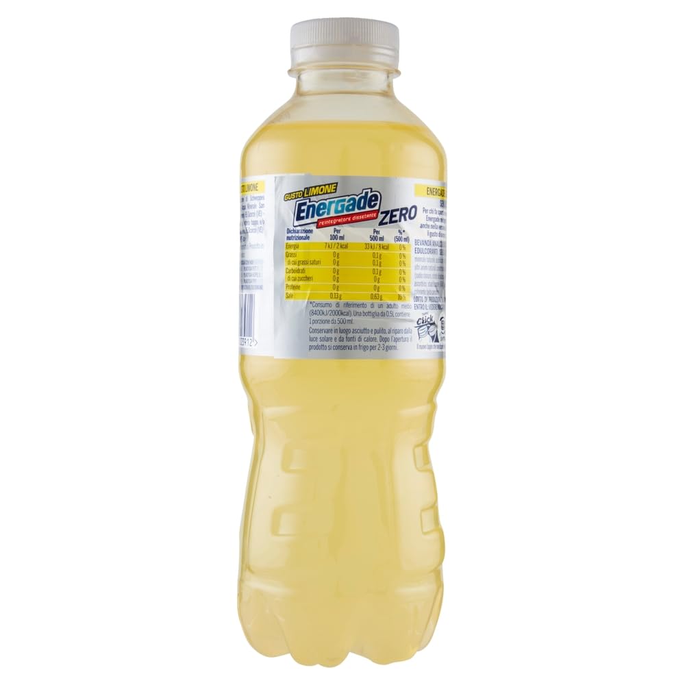 Energade ZERO gusto Limone, Zero Zuccheri Aggiunti Reintegratore Dissetante 500ml (2025) [BOX da 12 Bottiglie]